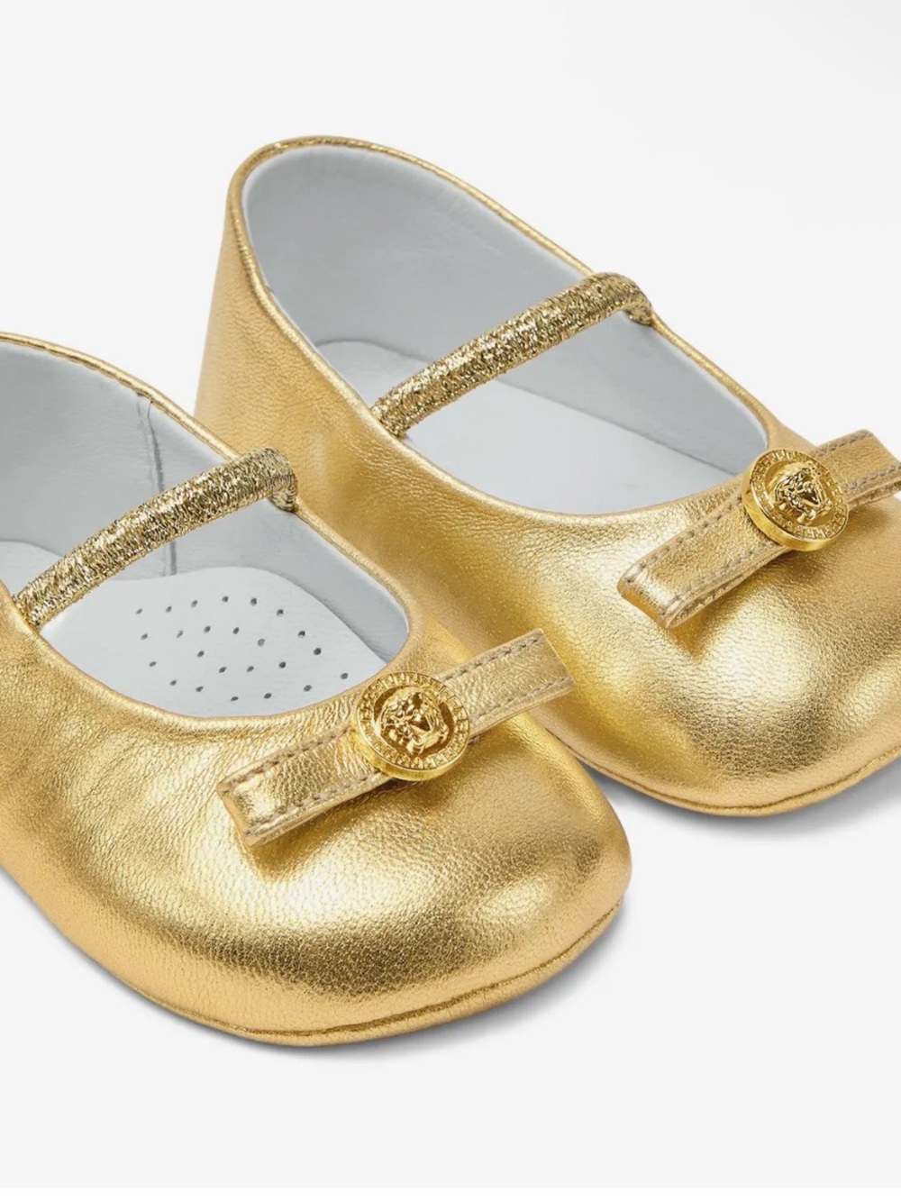 Versace Gold Lambskin Mary Jane Shoes NWT
